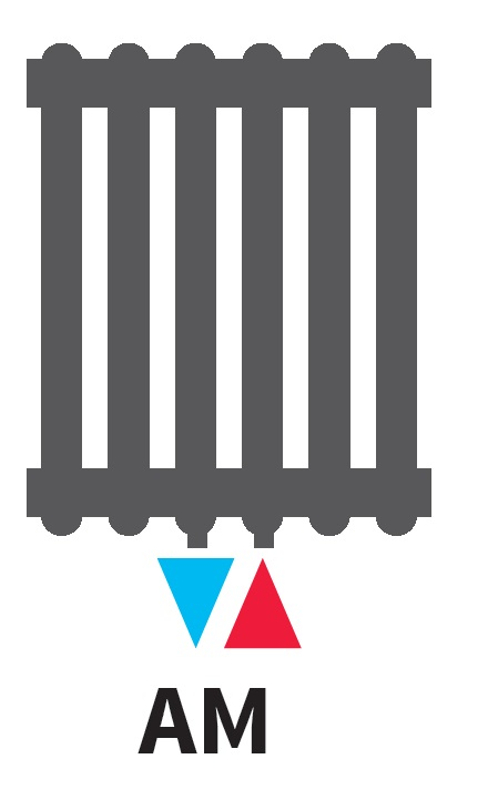 Radiátor článkový Isan Atol C3 400, 10 článků, 419 W, uchycení na zeď , připojení AM, bílá