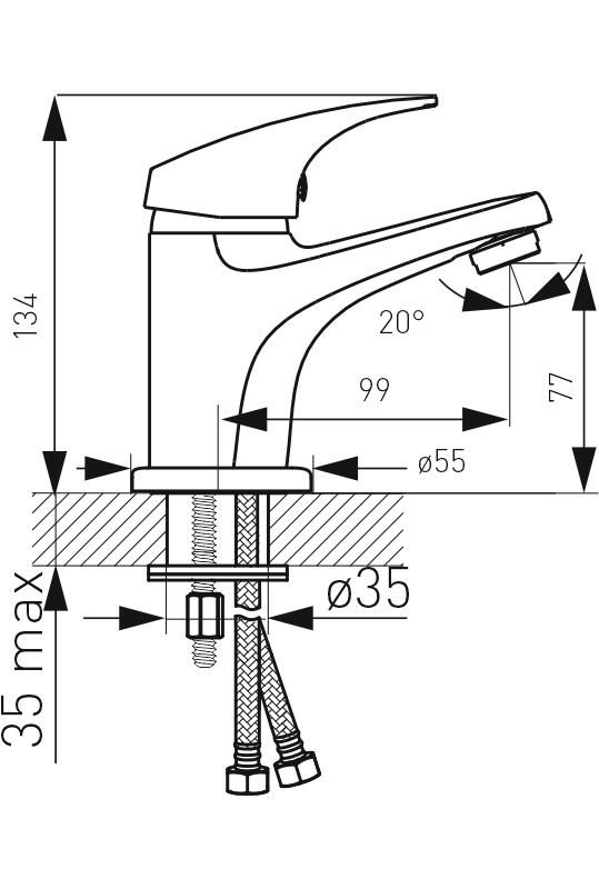 Stojánková umyvadlová baterie ONE chrom