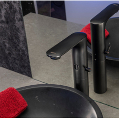 Stojánková vysoká umyvadlová směšovací baterie s elektronikou ALS, černá, 6 V SLU 60VB