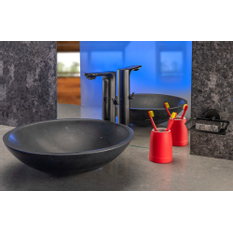 Stojánková vysoká umyvadlová směšovací baterie s elektronikou ALS, černá, 6 V SLU 60VB