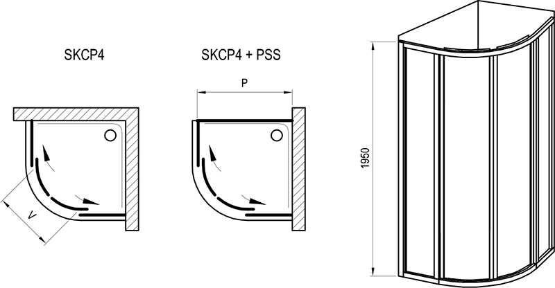 Sprchový kout Ravak SKCP4 90x90, 195 bílá+transparent