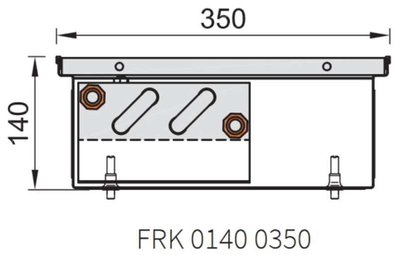 Konvektor podlahový s přirozenou konvekcí Isan Termo FRK 140 x 350 x 2500 mm, 1503 W, připojení vlevo, výměník ocelový, mřížka Natur příčná rolovací hliník
