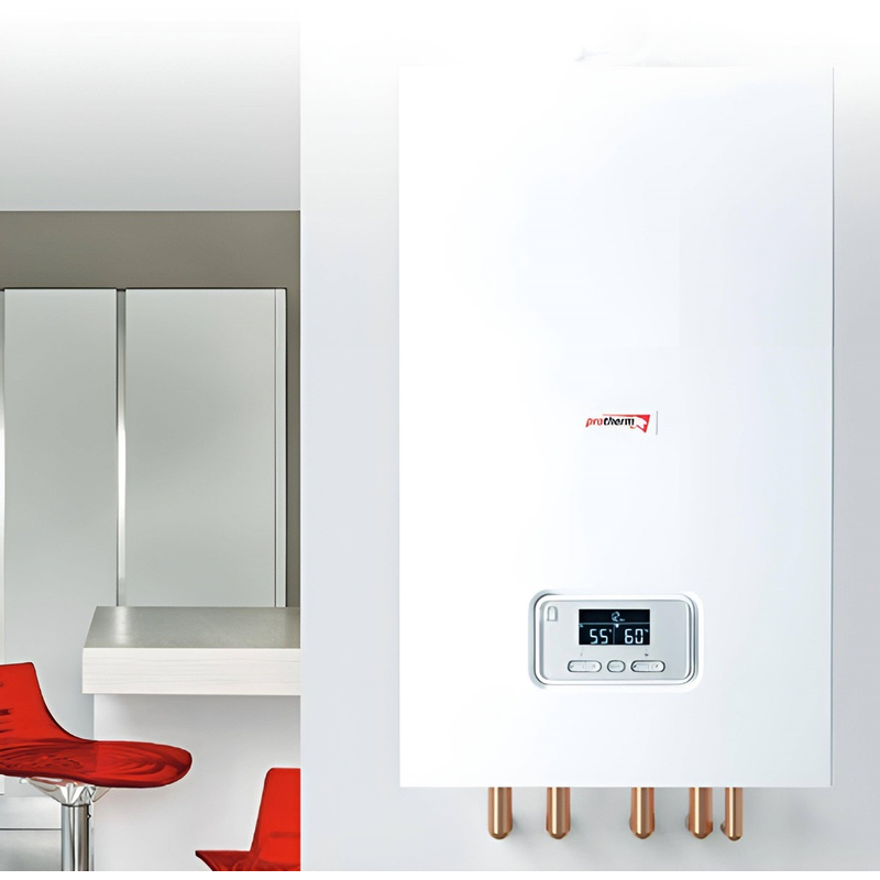 Sestava 2 závěsný systémových kondenzačních kotlů Protherm Panther Condens 48 KKO se systémovou regulací MiPro a eBus kaskádovým modulem