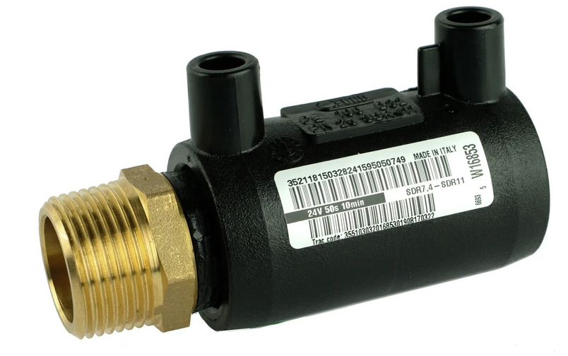 Elektropřechodka PE / mosaz Eurostandard PE 100/ PE 100 RC, d 90 x 3˝ vnější závit, SDR 7,4, PN 25