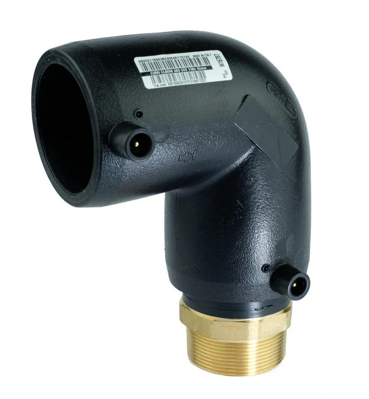 Elektropřechodka koleno 90° PE / mosaz Eurostandard PE 100/ PE 100 RC, d 50 x 6/4˝ vnější závit, SDR 7,4, PN 25