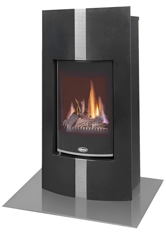 Volně stojící plynová krbová kamna Karma Decore ZP, s výkonem 5,0 kW, odtah spalin vyveden do komína, granit