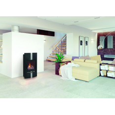 Volně stojící plynová krbová kamna Karma Decore PB, s výkonem 4,2 kW, odtah spalin vyveden do komína, granit