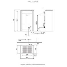 Volně stojící plynová krbová kamna Karma Intelligence PB, s výkonem 4,2 kW, odtah spalin vyveden do komína, mastek