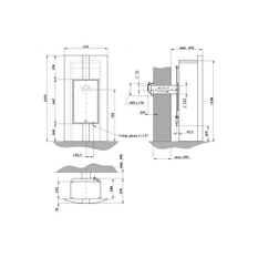 Volně stojící plynová krbová kamna Karma Decore W ZP, s výkonem 5,0 kW, odtah spalin přes zeď, granit