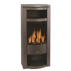 Volně stojící plynová krbová kamna Karma Absolute W ZP, s výkonem 5,0 kW, odtah spalin přes zeď, mastek