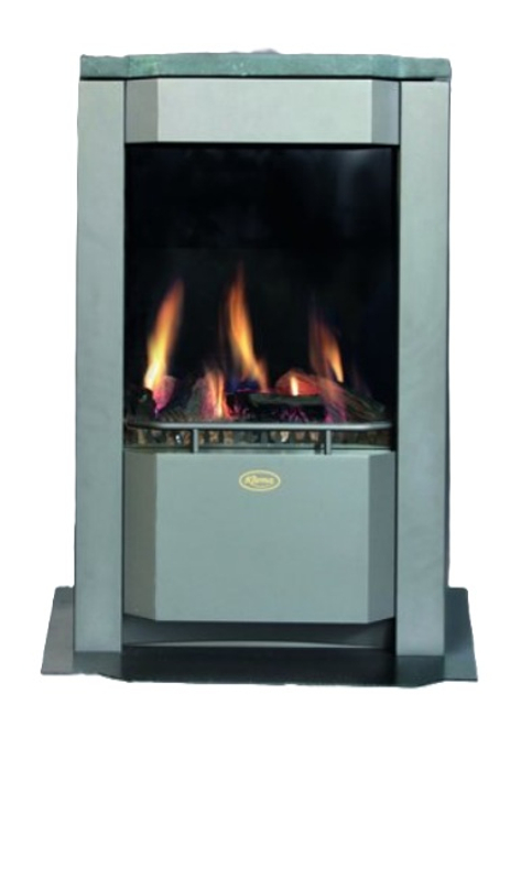 Volně stojící plynová krbová kamna Karma Intelligence W ZP, s výkonem 5,0 kW, odtah spalin přes zeď, mastek