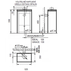 Volně stojící plynová krbová kamna Karma Grace ZP, s výkonem 7,3 kW, odtah spalin vyveden do komína, mechanické ovládání, černý plech