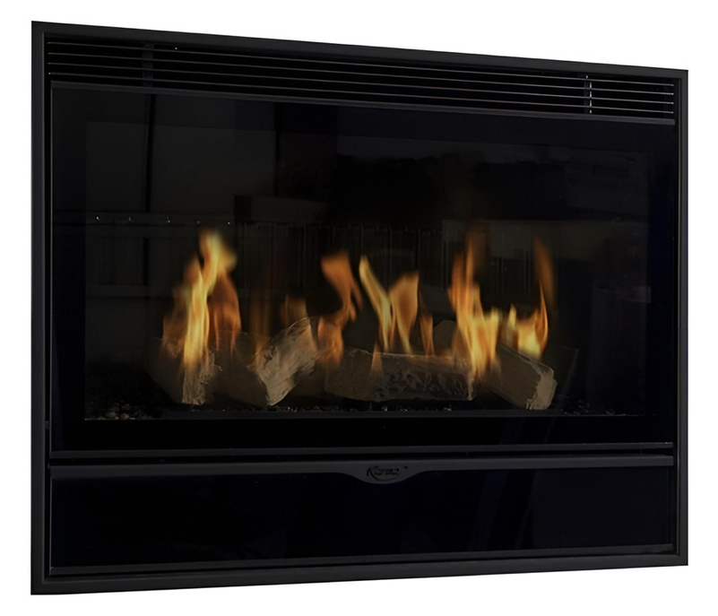 Vestavný plynový krb Karma Elegance Exclusive 67 ZP, s výkonem 8,9 kW, bez krycího rámečku, antracit metallic