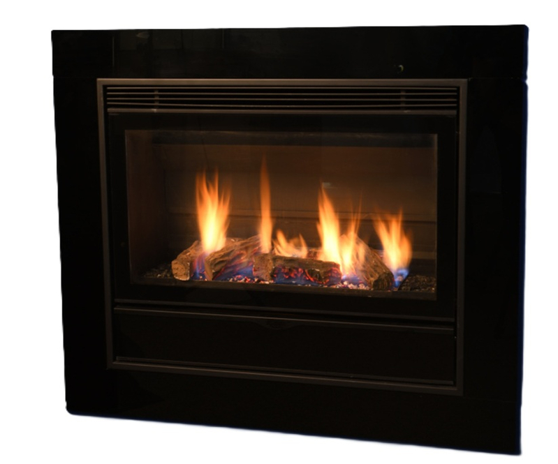 Vestavný plynový krb Karma Elegance Exclusive 77 ZP, s výkonem 8,9 kW, bez krycího rámečku, grey metallic