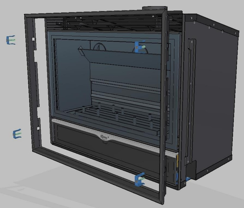 Vestavný plynový krb Karma Elegance Exclusive 77 ZP, s výkonem 8,9 kW, bez krycího rámečku, grey metallic