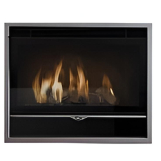 Vestavný plynový krb Karma Elegance Exclusive 77 ZP, s výkonem 8,9 kW, bez krycího rámečku, grey metallic