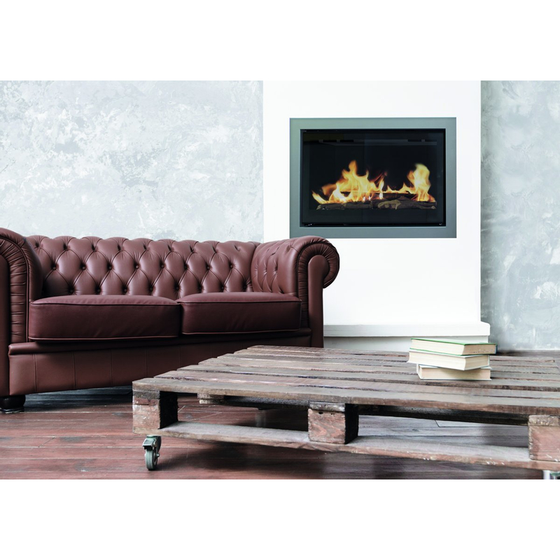 Vestavný plynový krb Karma Style ZP, s výkonem 7,2 kW, se základním odkouřením, dálkovým ovladačem, bez krycího rámečku