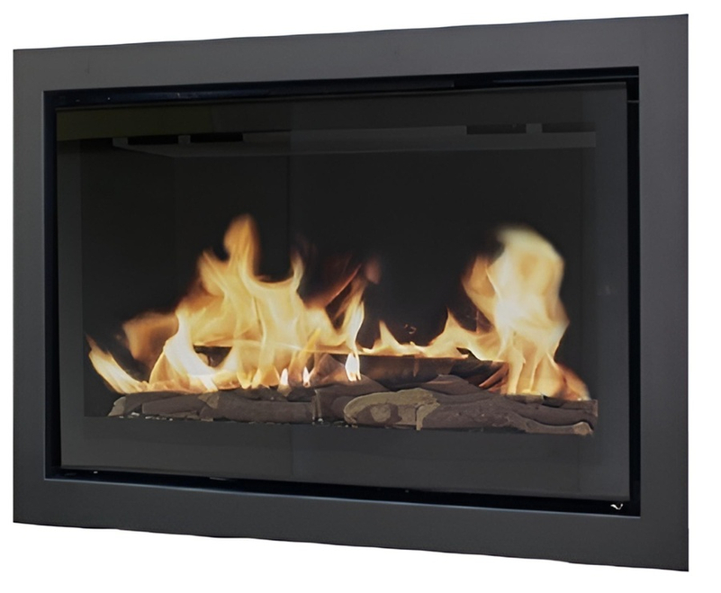 Vestavný plynový krb Karma Style ZP, s výkonem 7,2 kW, se základním odkouřením, dálkovým ovladačem, bez krycího rámečku