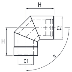 Koleno koaxiálního odkouření Karma pro krb Style, d100/150-90°, hliník