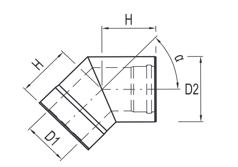 Koleno koaxiálního odkouření Karma pro krb Style, d100/150-45°, hliník