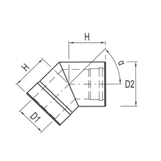 Koleno koaxiálního odkouření Karma pro krb Style, d100/150-45°, hliník