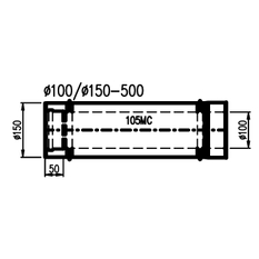 Trubka koaxiálního odkouření Karma pro krb Style, d100/150 délka 500 mm, hliník