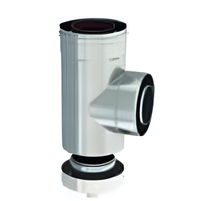 T-kus s uzávěrem koaxiálního odkouření Karma pro krb Style, d100/150, hliník