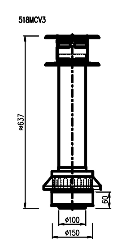 Vertikální hlavice koaxiálního odkouření Karma pro krb Style, d100/150, hliník