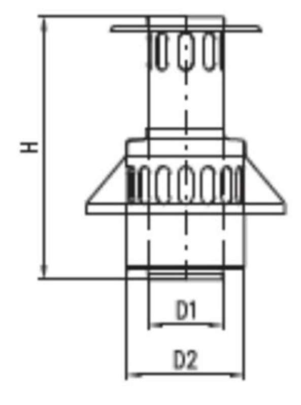 Vertikální hlavice (střešní koncovka) koaxiálního odkouření Karma pro krb Noblesse, d130/200
