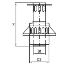 Vertikální hlavice (střešní koncovka) koaxiálního odkouření Karma pro krb Noblesse, d130/200