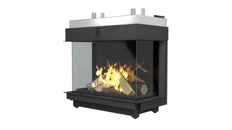 Krb plynový prosklený Karma Noblesse 50 LFR (prosklený ze 3 stran), o výkonu 2,6 - 9,6 kw, černý vnitřní panel
