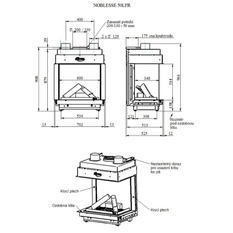 Krb plynový prosklený Karma Noblesse 50 LFR (prosklený ze 3 stran), o výkonu 2,6 - 9,6 kw, černý vnitřní panel