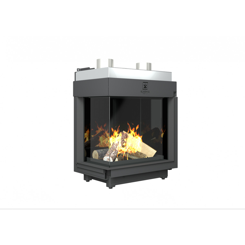 Krb plynový prosklený Karma Noblesse 50 LF (prosklení na levé straně do tvaru ˝L˝), o výkonu 2,6 - 9,6 kw, černý vnitřní panel