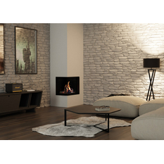 Krb plynový prosklený Karma Noblesse 50 LF (prosklení na levé straně do tvaru ˝L˝), o výkonu 2,6 - 9,6 kw, černý vnitřní panel