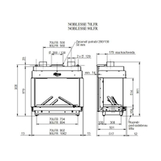 Krb plynový prosklený Karma Noblesse 70 LFR (prosklený ze 3 stran), o výkonu 4,3 - 13,2 kw, černý vnitřní panel