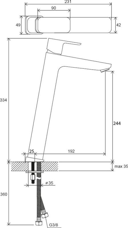 Umyvadlová stojánková baterie Ravak 10° Free TD F 015.20BL 334 mm bez výpusti, černá