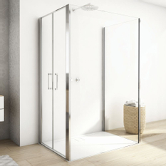 Doplňková boční stěna Ronal Divera v 90° 900 x 2000 mm, aluchrom/sklo čiré