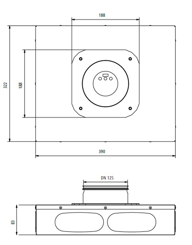 Rozdělovač/Sběrač Kermi x-well VMR F1 DN125 pro ploché potrubí 132 x 52 mm