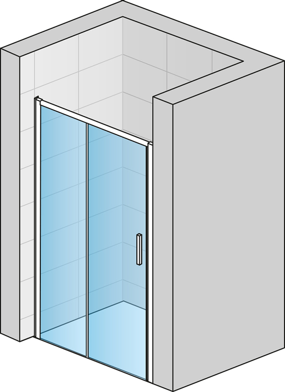 Jednodílné posuvné dveře Ronal Top - Line S s pevnou stěnou v rovině levé 1200 x 2000 mm, aluchrom/sklo Mastercarré