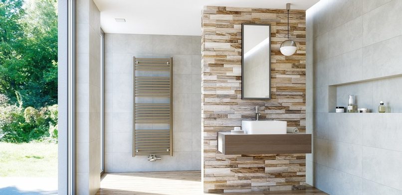 Těleso koupelnové trubkové Koralux Linear Comfort KLTM 1820/600, výkon 996 W, středové připojení, barva black matt
