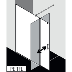 Zástěna Walk-In Wall s otočným křídlem Kermi Pega PETFL levá stříbrná vysoký lesk, čiré ESG sklo s úpravou 90 x 200 cm