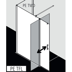 Zástěna Walk-In Wall s otočným křídlem Kermi Pega PETFL levá stříbrná vysoký lesk, čiré ESG sklo s úpravou 90 x 200 cm