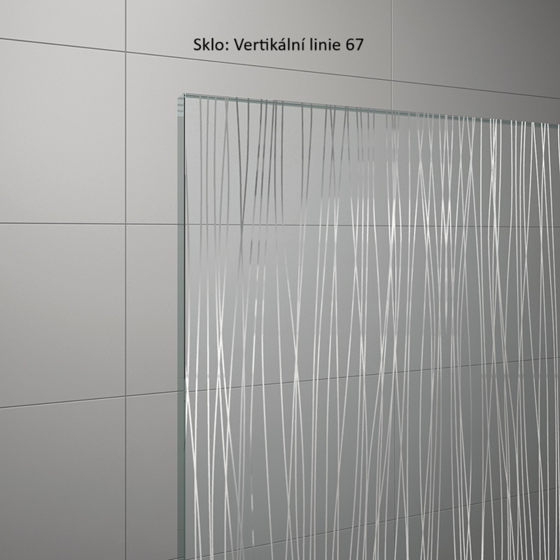 Pevná stěna Ronal Easy samostatná s vyrovnávacím profilem 1200 x 2000 mm, aluchrom/sklo vertikální linie