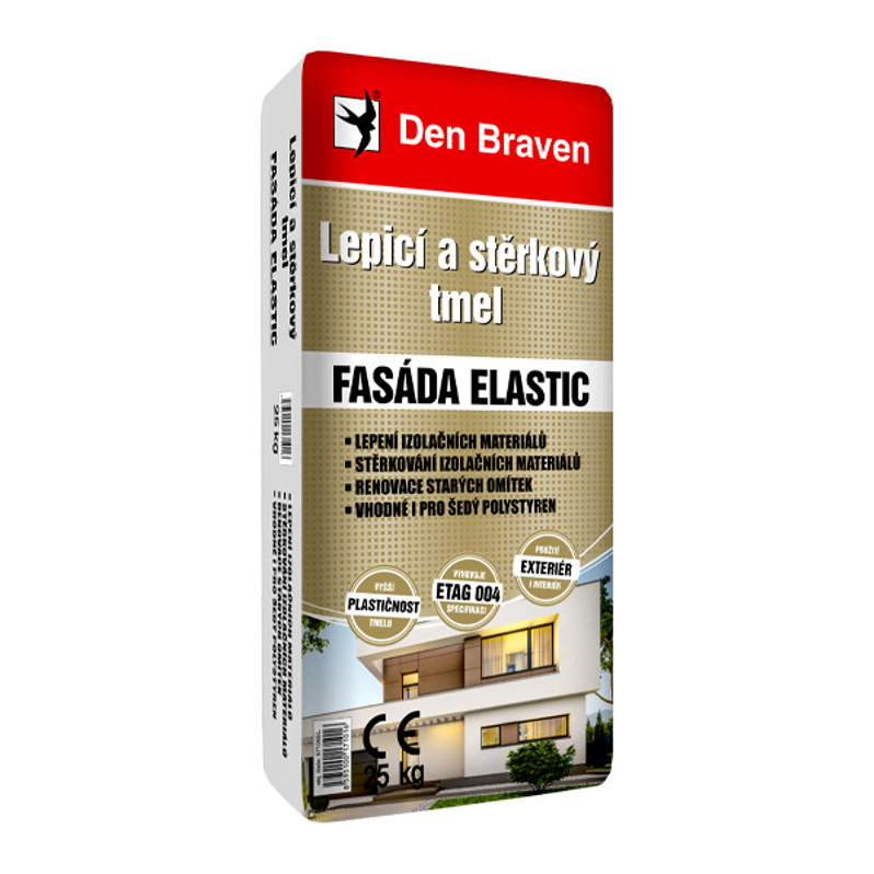 Lepicí a stěrkový tmel Den Braven FASÁDA ELASTIC pytel 25 kg, šedá
