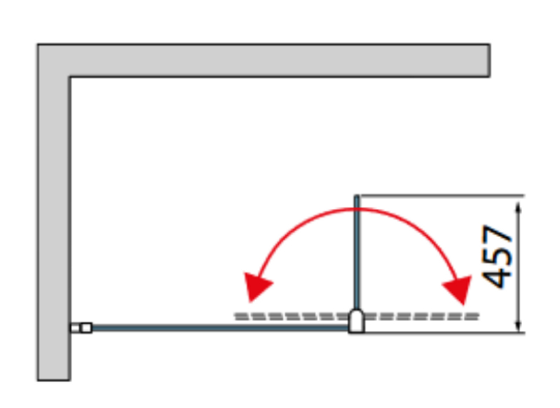 Pevná stěna Ronal Divera samostatná s krátkou otočnou stěnou v 90° 1000 x 2000 mm, aluchrom/sklo čiré