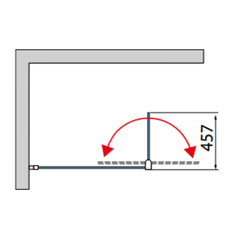 Pevná stěna Ronal Divera samostatná s krátkou otočnou stěnou v 90° 1000 x 2000 mm, aluchrom/sklo čiré
