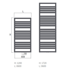 Těleso koupelnové trubkové Isan Mapia Light Plus 1200 x 600 mm, 655 W, univerzální připojení, sněhově bílá RAL 9016