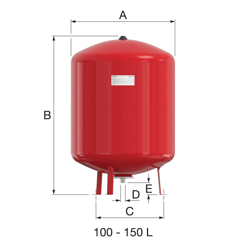 Nádoba expanzní pro topení Optiline CF 100 ČERVENÁ,(2,5) 6BAR