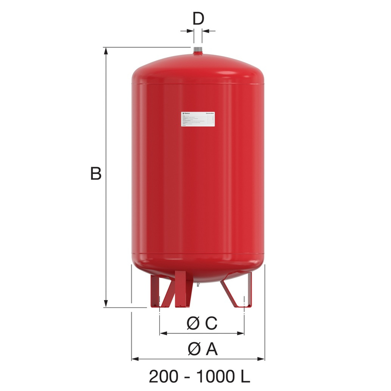 Nádoba expanzní pro topení Optiline CF 200 ČERVENÁ,(2,5) 6BAR