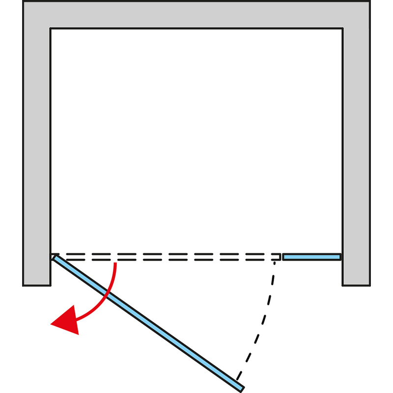 Jednokřídlé dveře Ronal Pur s pantem u zdi a s pevnou stěnou v rovině s L - kováním - panty vlevo Atyp na zaměření 0 - 1600 x výška do 2000 mm, chrom/sklo čiré